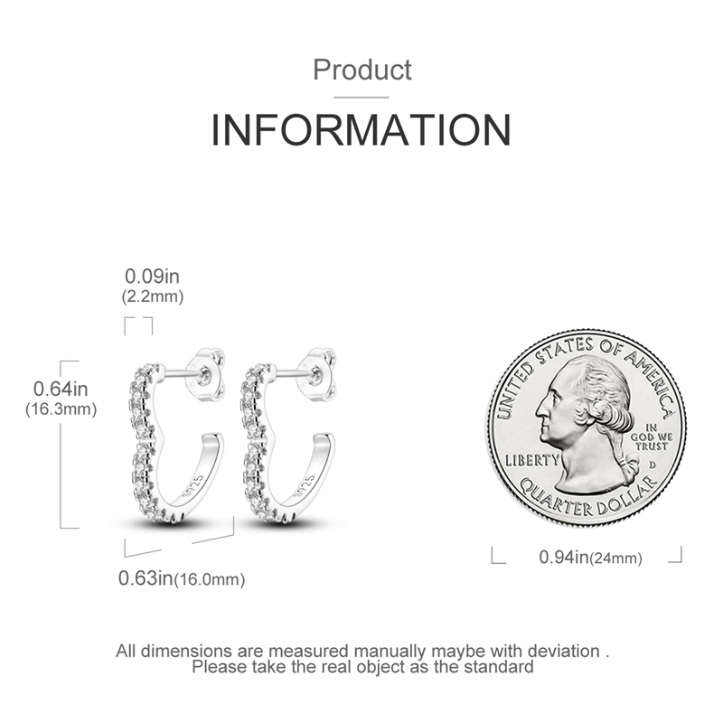 Women's Heart Stud Earrings — S925 Sterling Silver